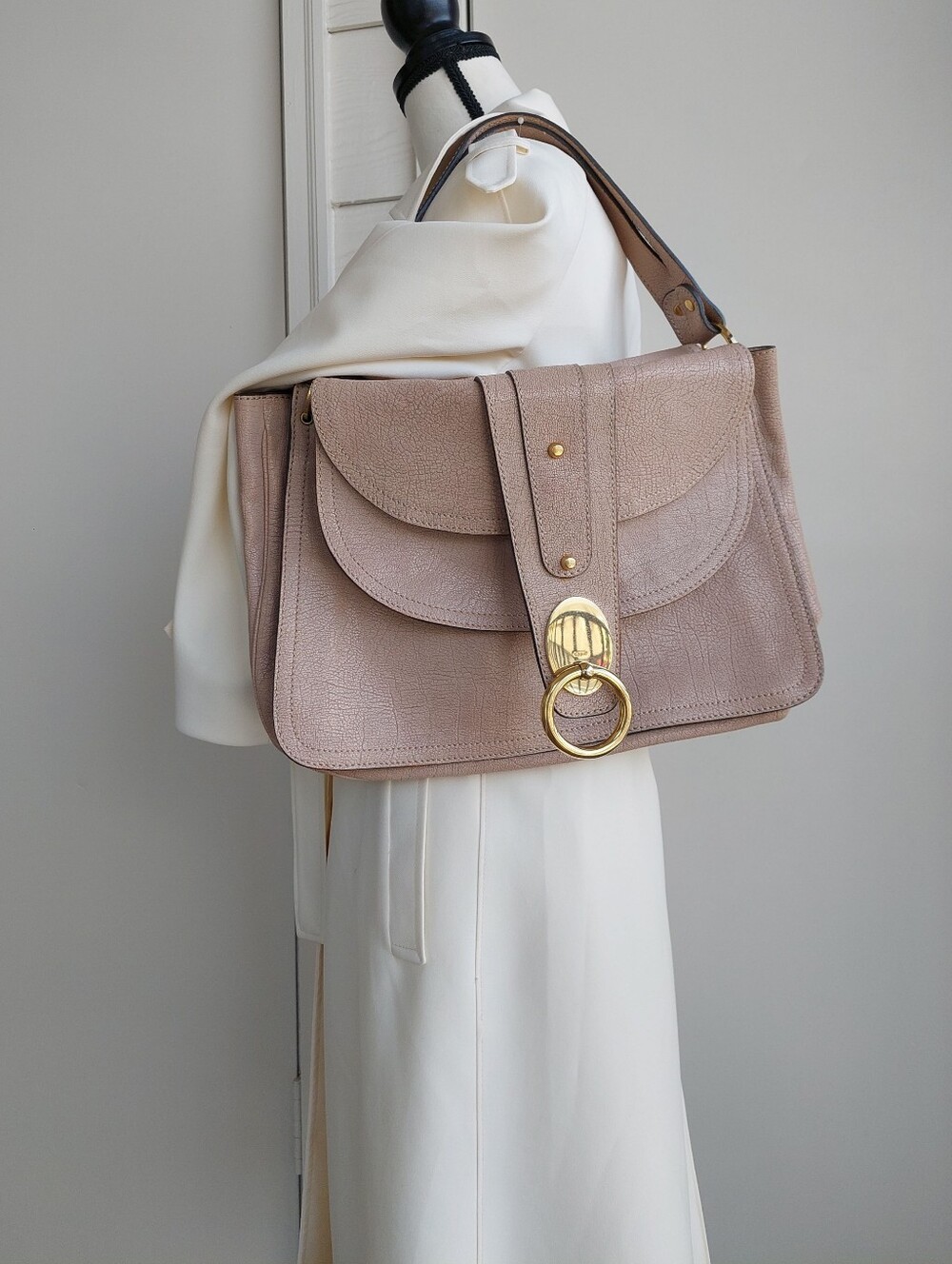 CHLOE Kathleen Nude Mauve Beige Satchel Bag - Picture 2 of 16